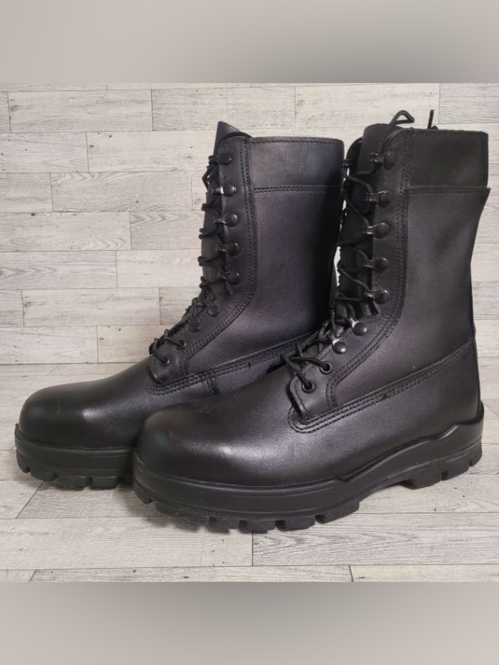 Men's Bates Black Leather Durashocks 9" Steel Toe Combat Boots Size 10 Wide